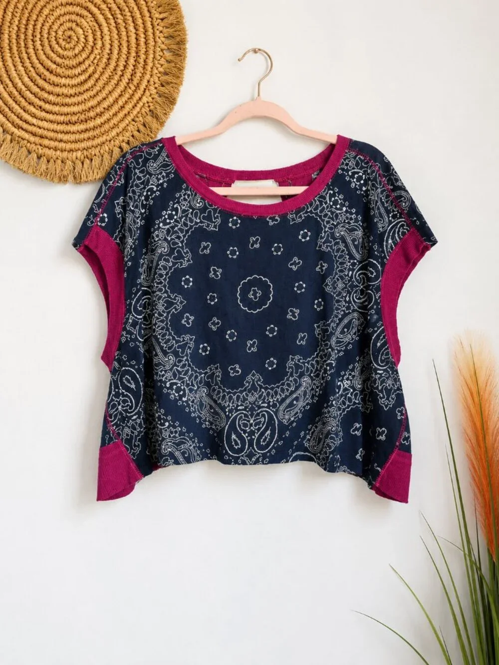 Natural Life NEW Cut It Out Cotton Indigo Bandana Paisley Cover-up Top SZ Large - Picture 8 of 8